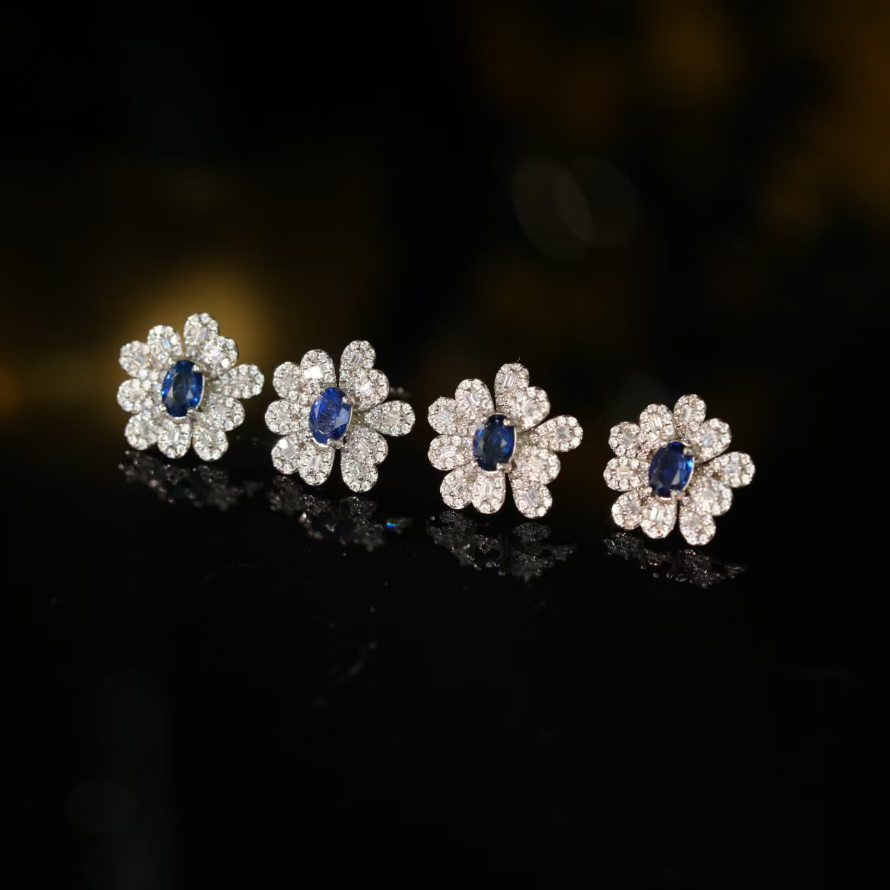 【初见珠宝】s925银蓝宝石耳钉1-1C376X3【多样性发一件】