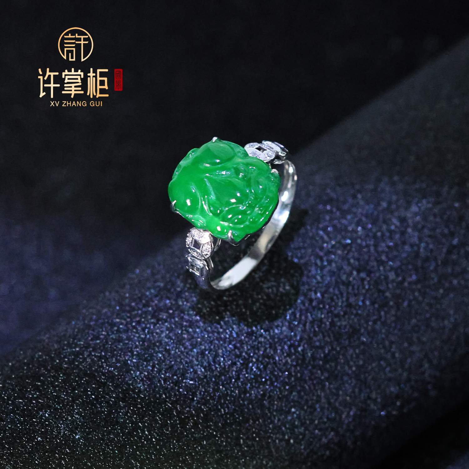 YGY｜18K金翡翠戒指天然翡翠A货貔貅配饰优雅个性气质精美百搭X