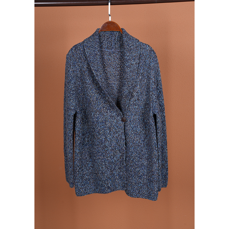 【与风萦】花纱绵羊毛羊驼毛青果领开衫外套 时尚休闲复古秋冬