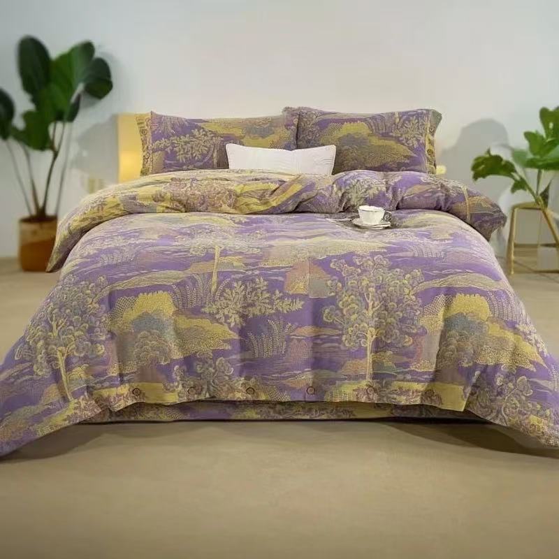 亲肤棉双层纱四件套--山水江南（纽扣）