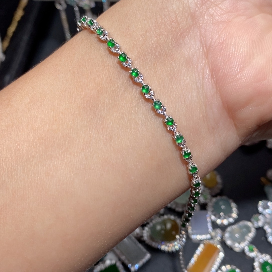 翡翠手链银S925镶嵌b jj k