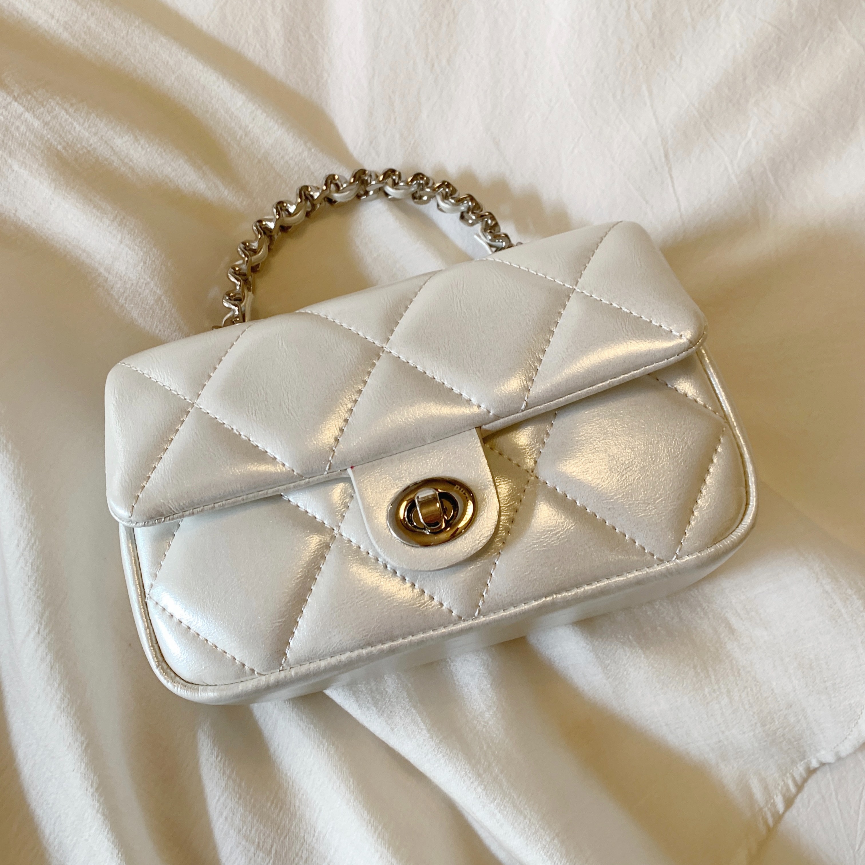 南风Chio2nd 小方包 珠光定制面料菱格手提包包女斜挎