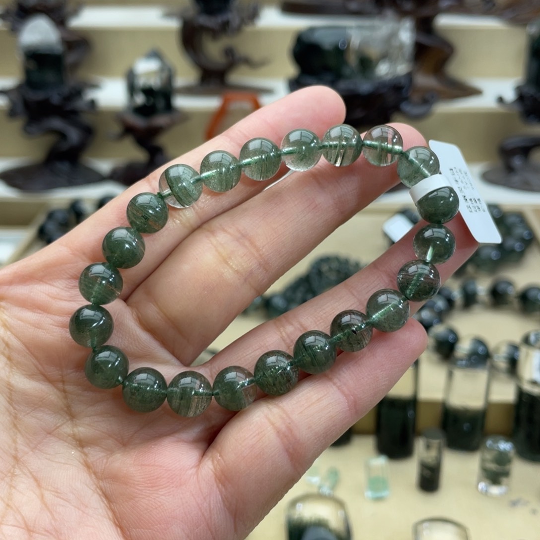 水晶手链未镶嵌野**蕊绿幽灵千层手链