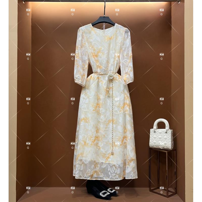 【漫】春夏丨设计师轻奢法式印花女士连衣裙 D1242