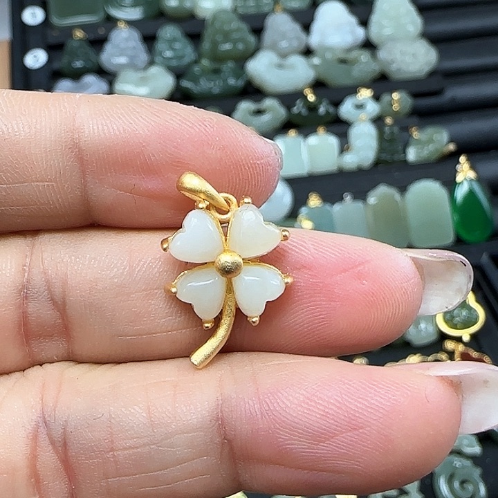 和田玉吊坠(不含链)银S925镶嵌