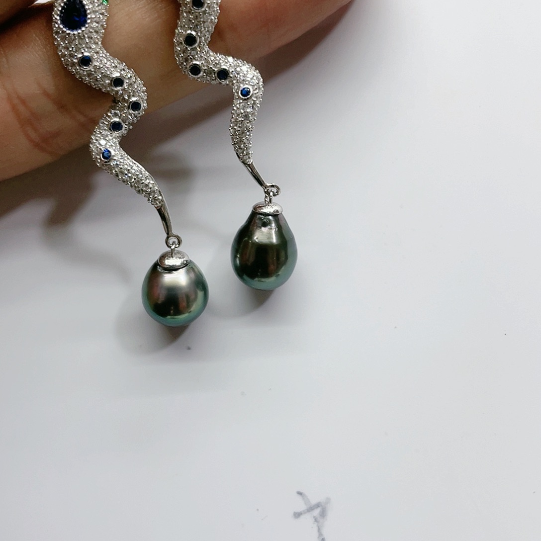 海水珍珠耳饰银S925镶嵌