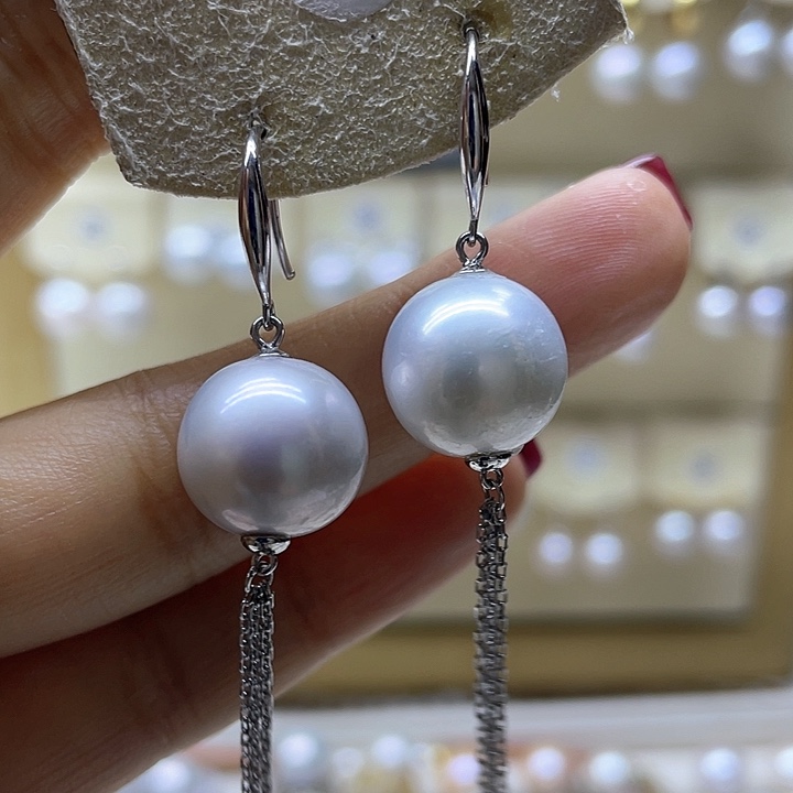 淡水珍珠耳饰银S925镶嵌