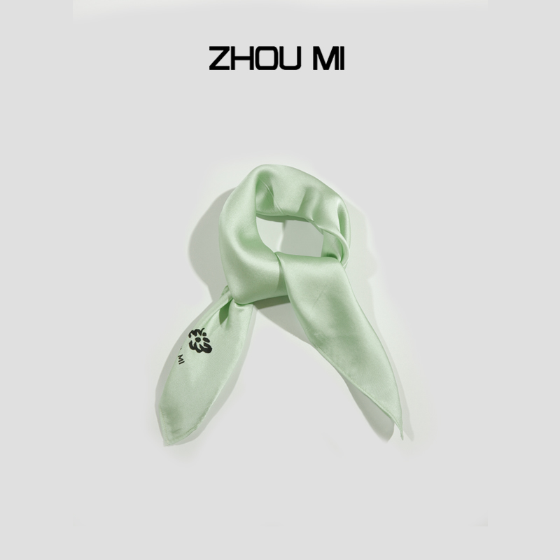 ZHOU MI真丝豚草绿方丝巾 ZP7803