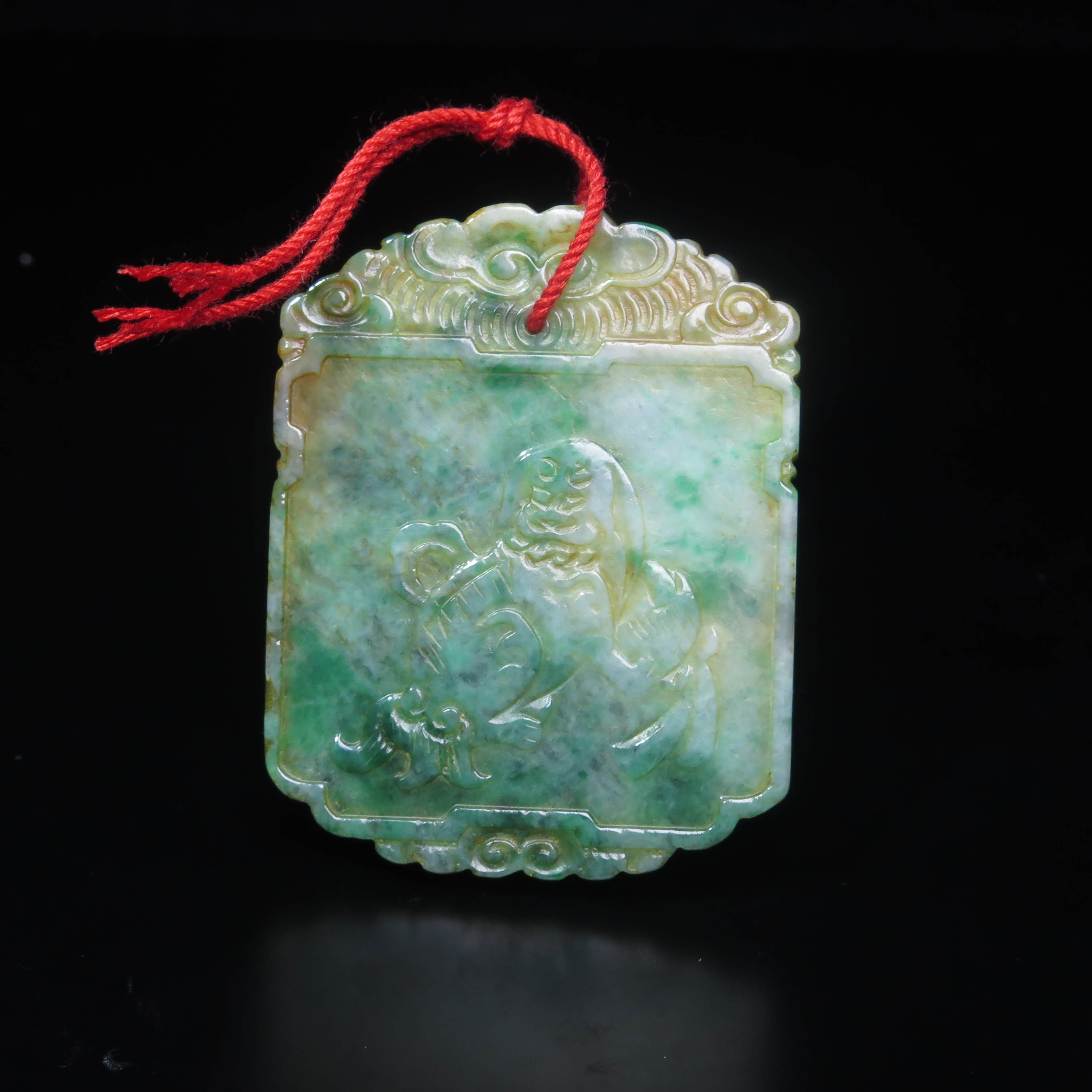 晚清民国翡翠狮子纹牌饰/MZ327115/翡翠/民族文物