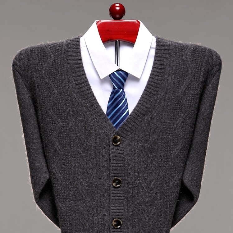 【100%牦牛绒】冬季纯牦牛绒保暖开衫男士针织打底衫休闲开衫上衣