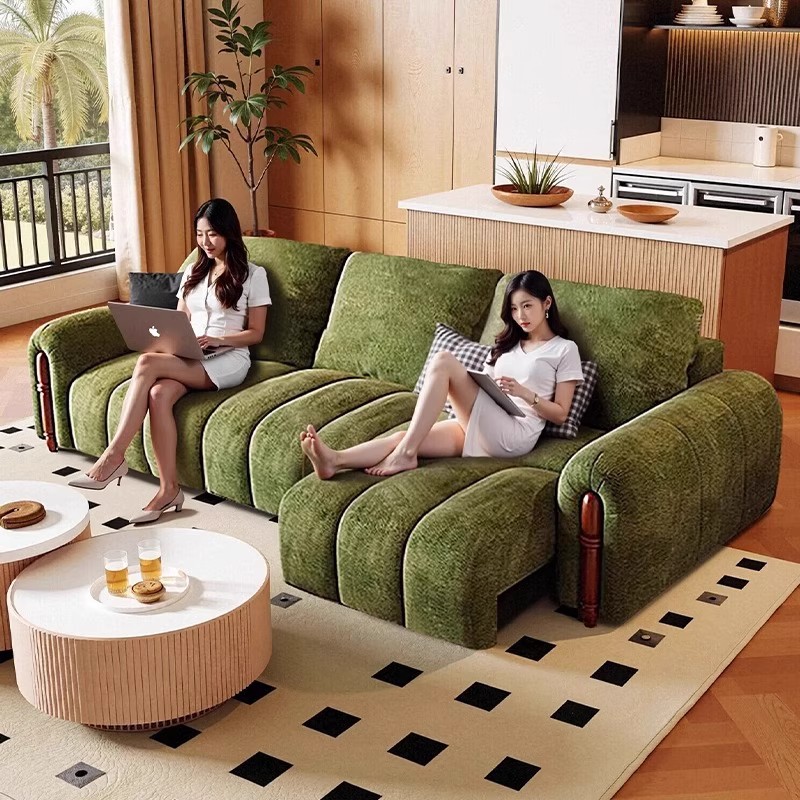 漫屋里雪尼尔零靠墙电动沙发可伸缩智能布艺多功能沙发床直排家具