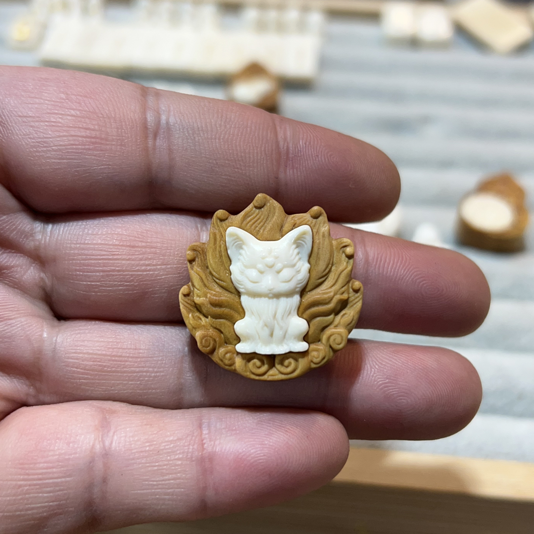 泥塑小狐狸挂件把件