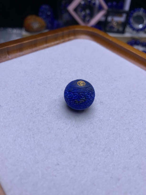 天然青金石老矿料帝王回纹珠16+mm