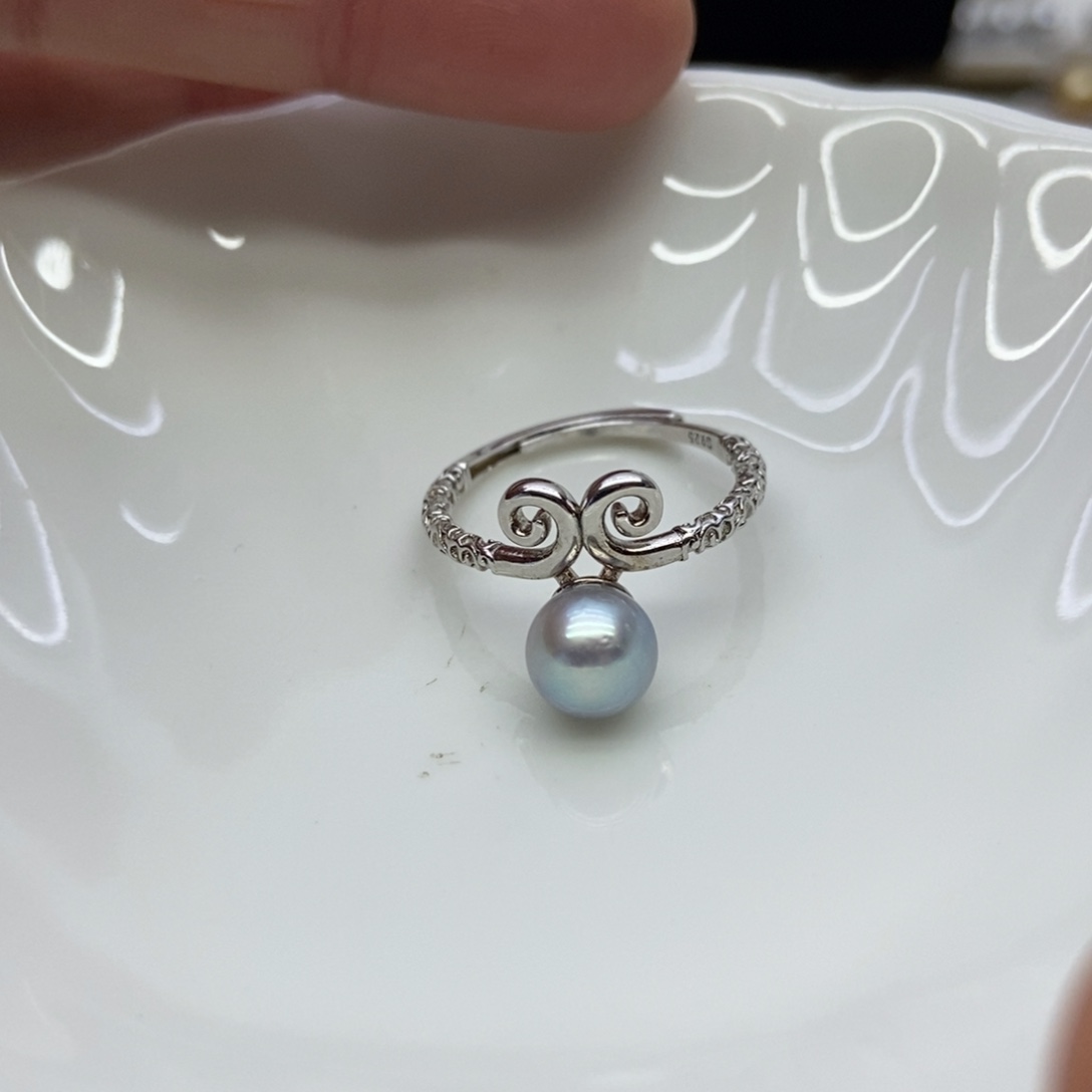 海水珍珠戒指银S925镶嵌