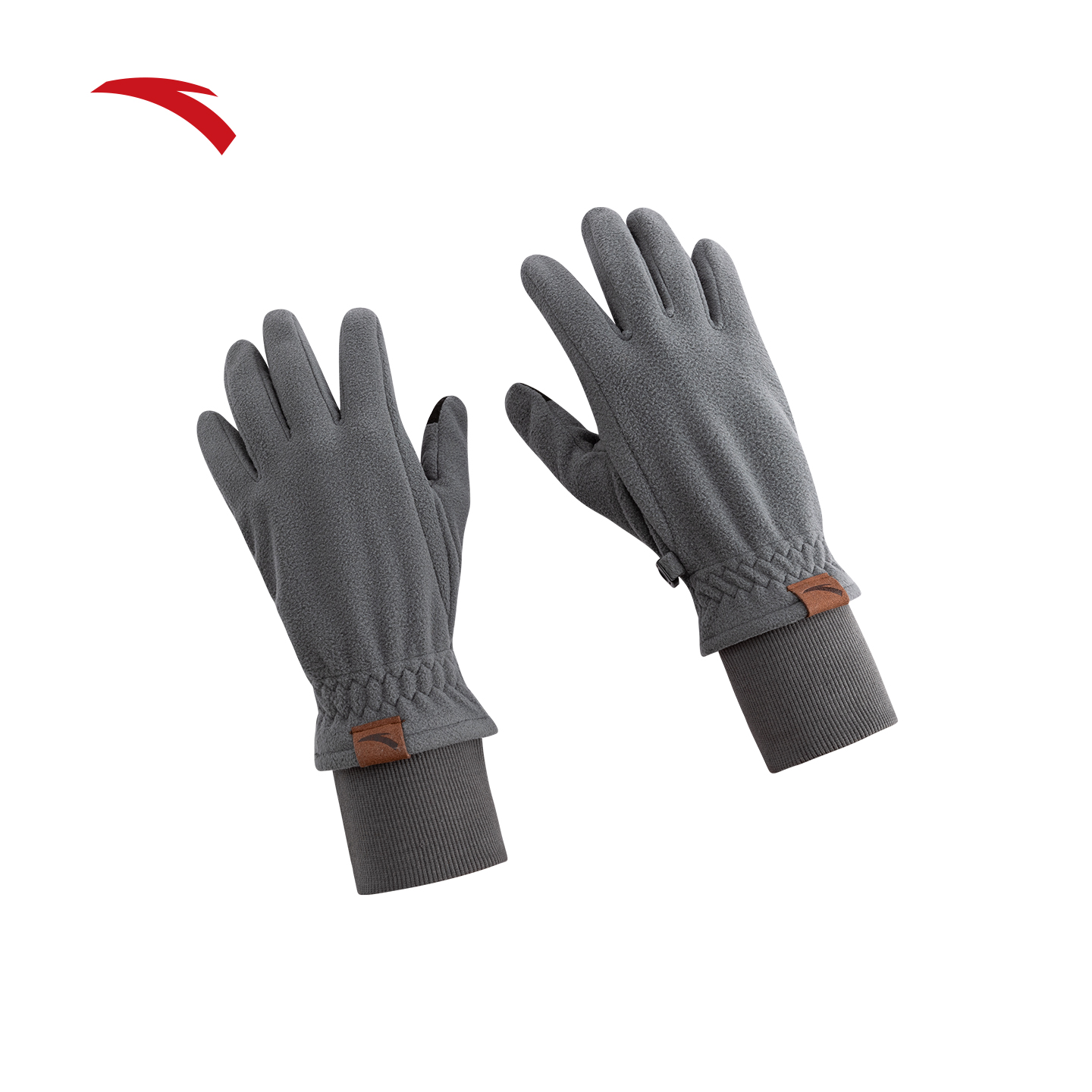 安踏运动手套保暖骑行户外健身运动抓绒摇粒绒耐磨防护连指手套