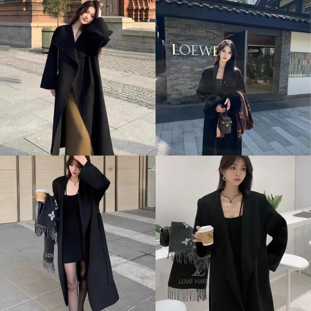 A701-800呢大衣女秋冬款气质韩版高级感宽松中长款外套双面