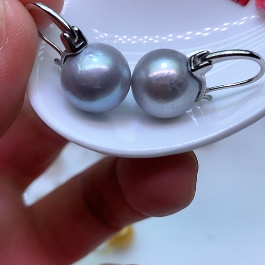 淡水珍珠耳饰银S925镶嵌