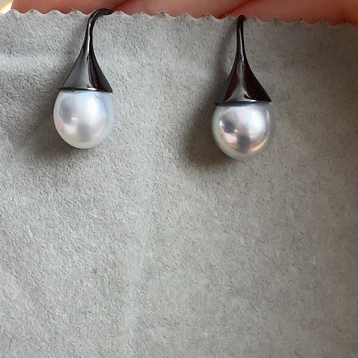 海水珍珠耳饰银S925镶嵌