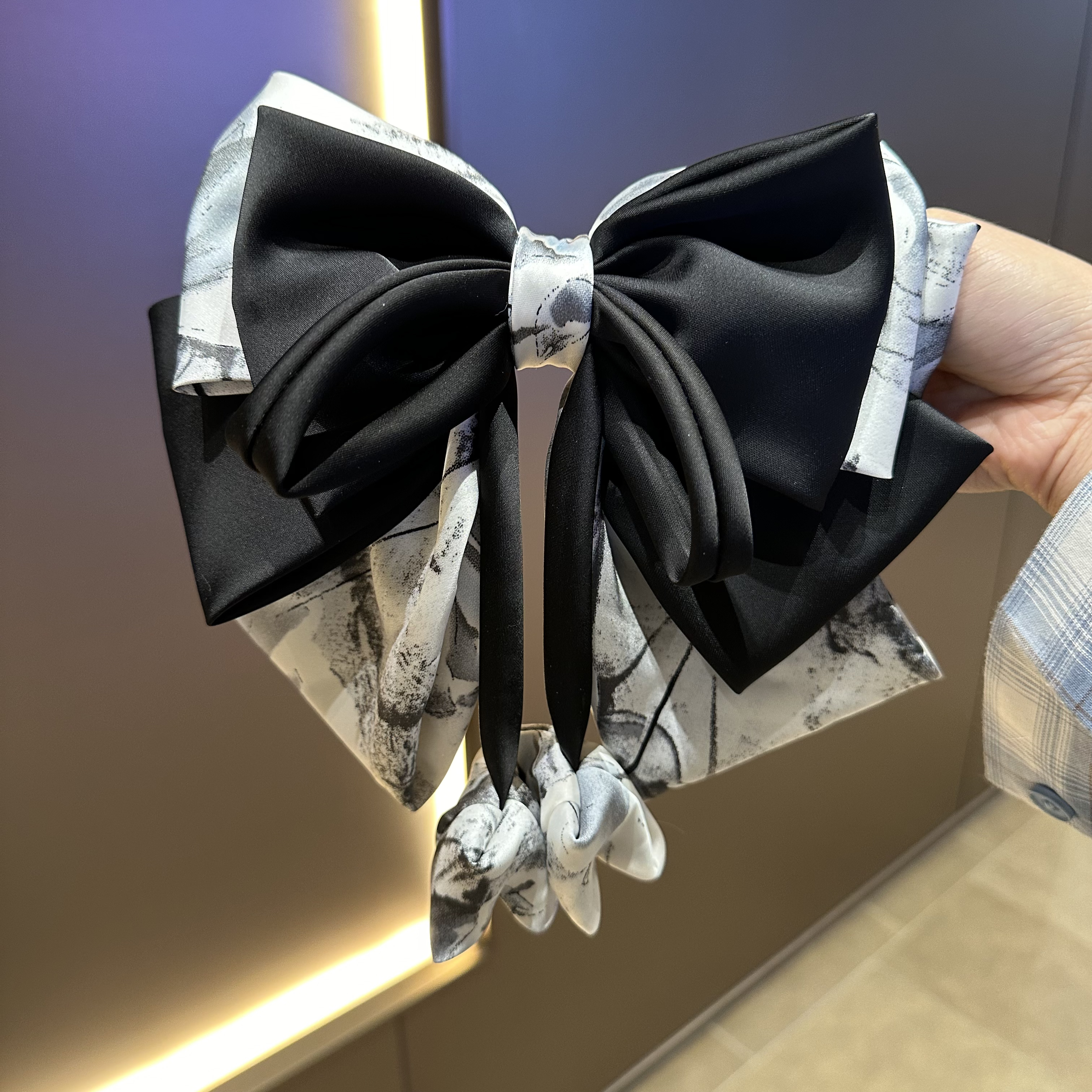 [水墨荷花]夏新国风5层原创设计碎花蝴蝶结弹簧夹高级感复古发饰