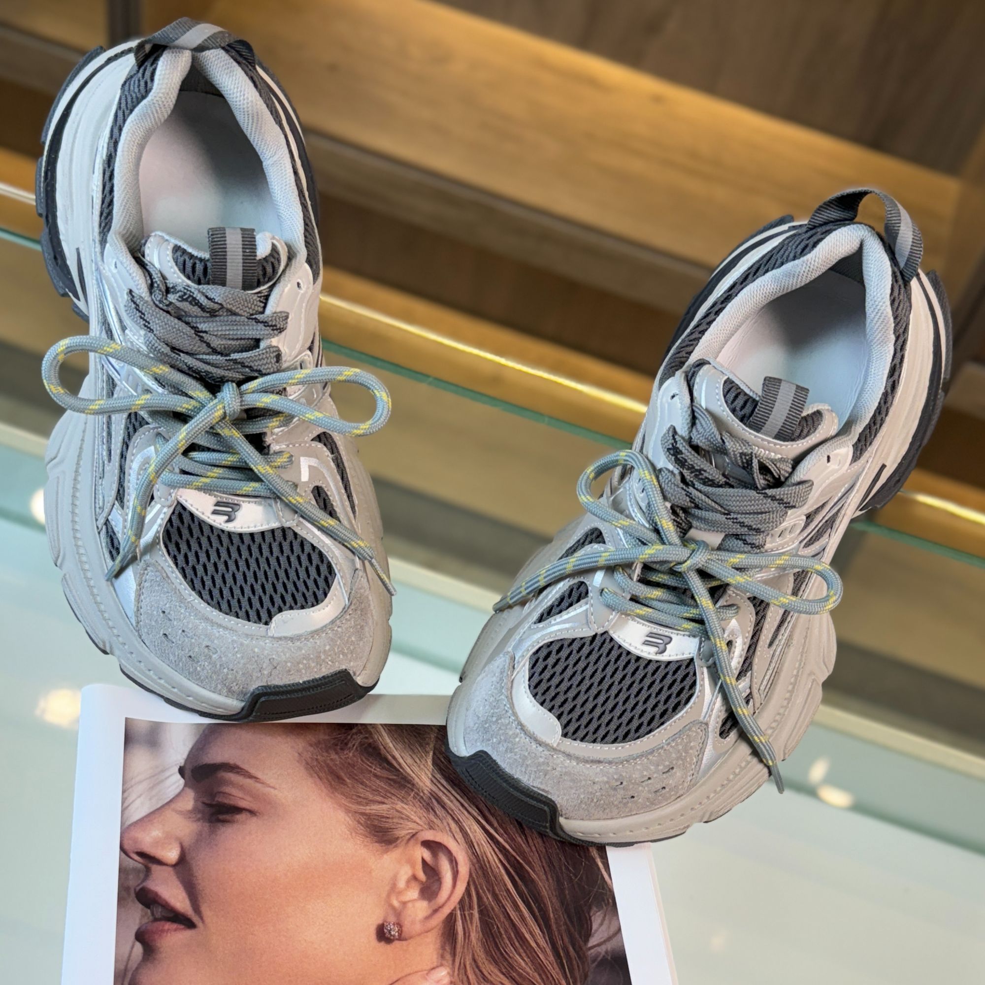 2025秋新款真皮增高复古厚底老爹鞋女网面透气百搭休闲跑步运动鞋