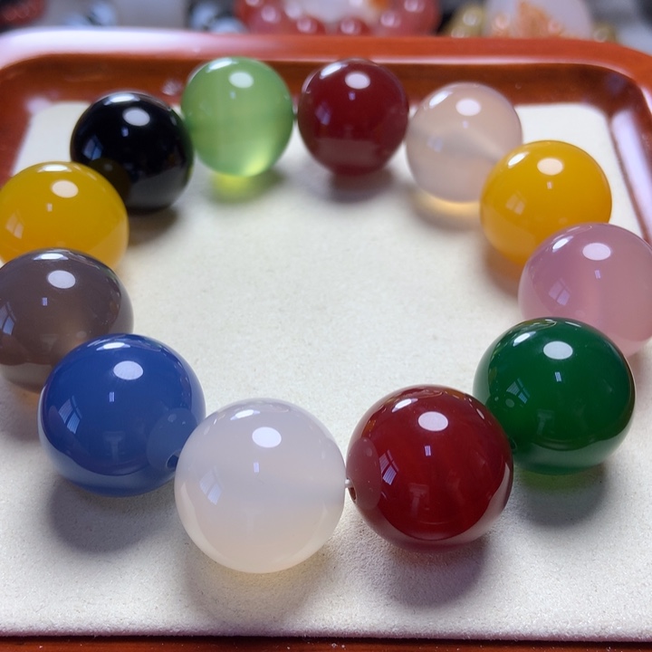 玛瑙/玉髓手串未镶嵌十色多宝