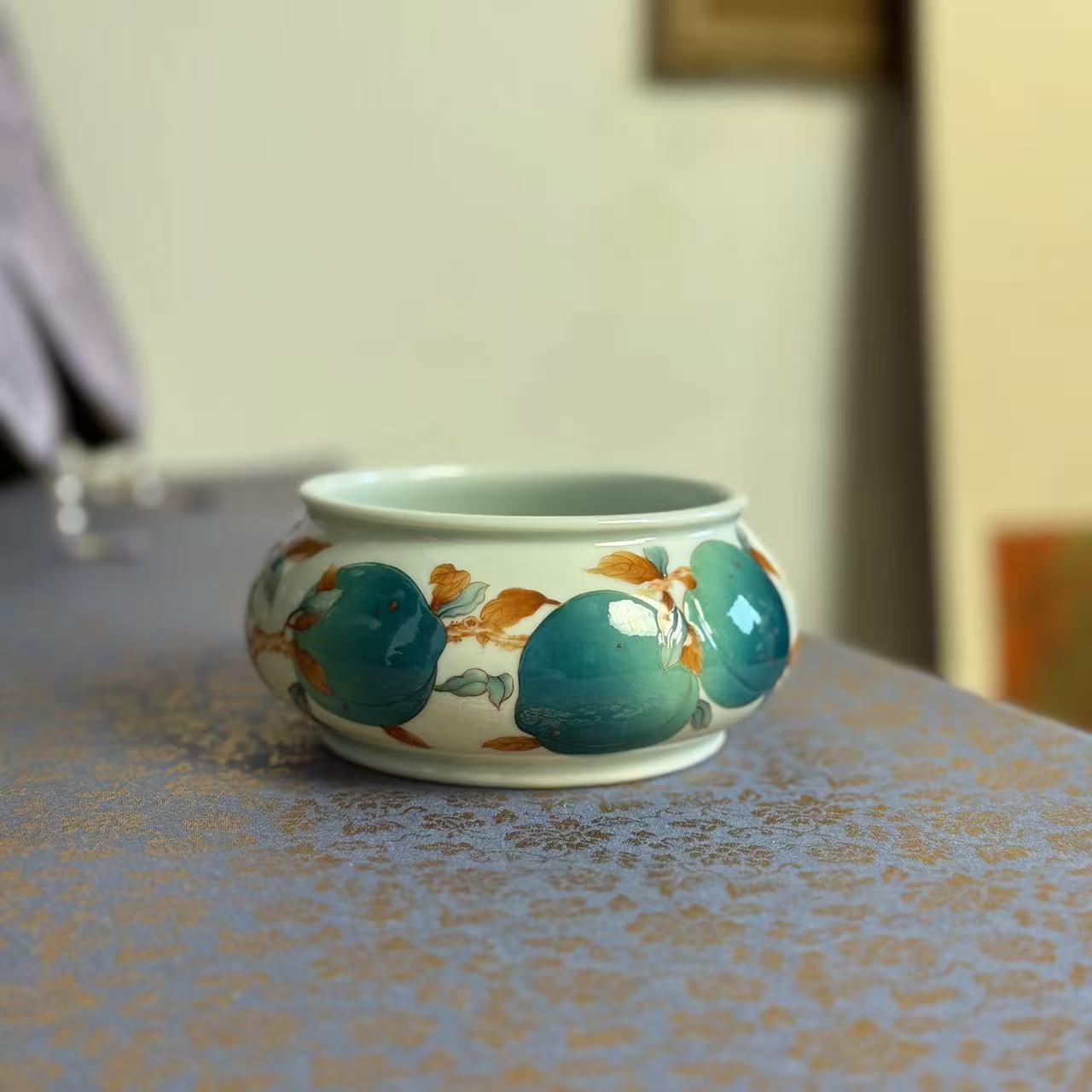 《梦乔茶器》雅圣景德镇手工手绘脆桃建水釉上彩高温高端精美窑口