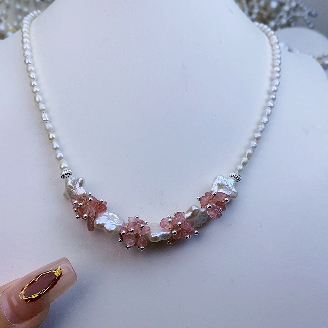 淡水珍珠颈饰银S925镶嵌