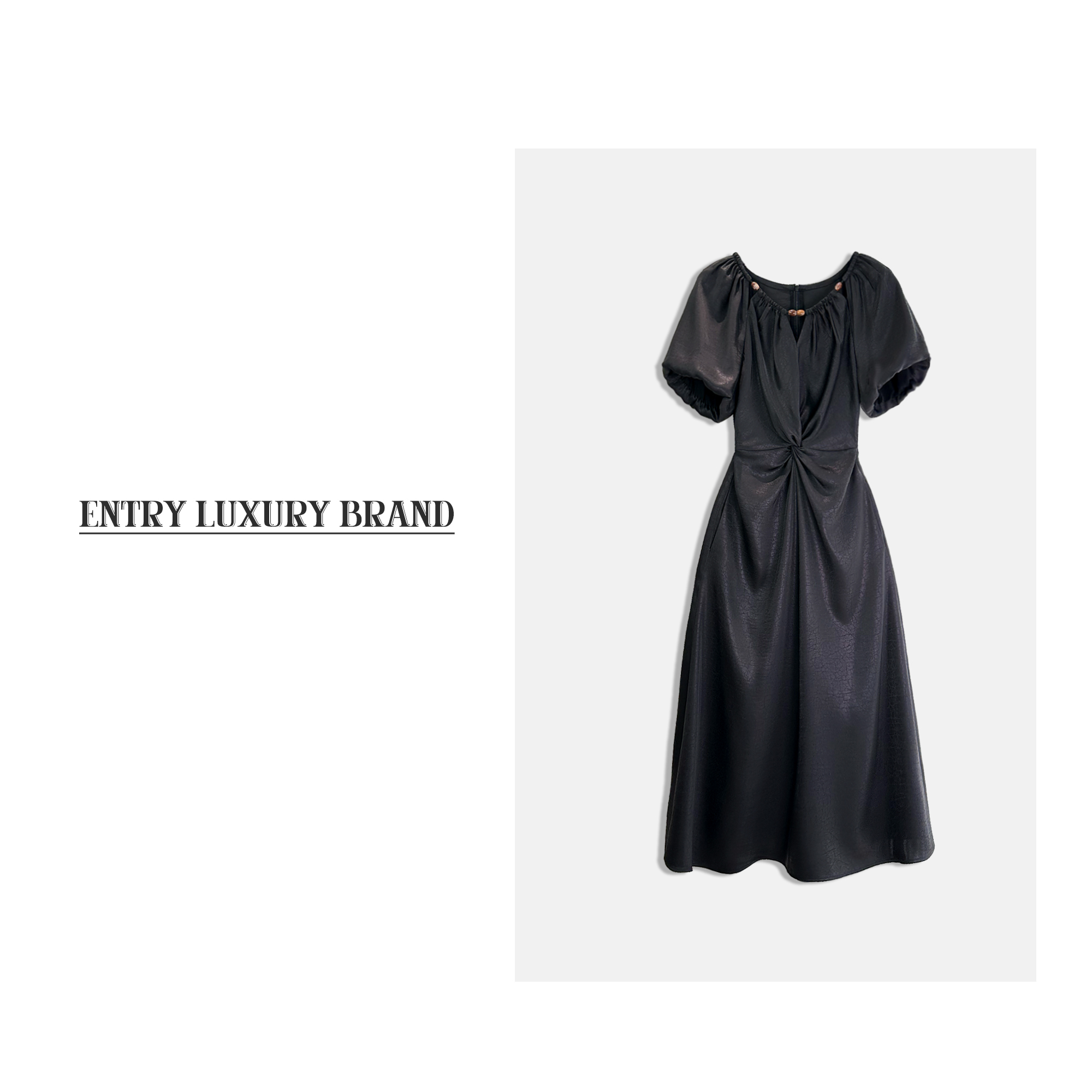 2025年夏装时尚休闲高级法式轻奢气质收腰松紧显瘦连衣裙2526109