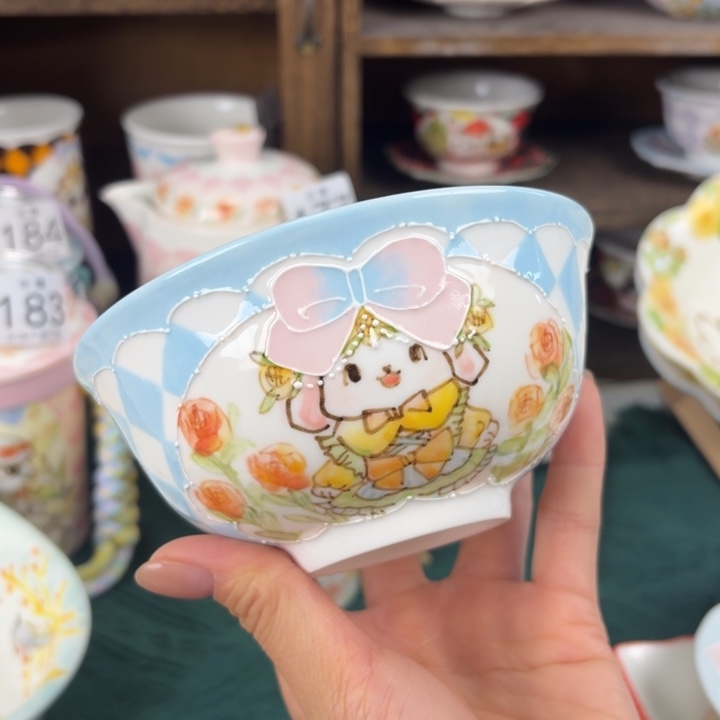 蓝色六寸小米饭碗