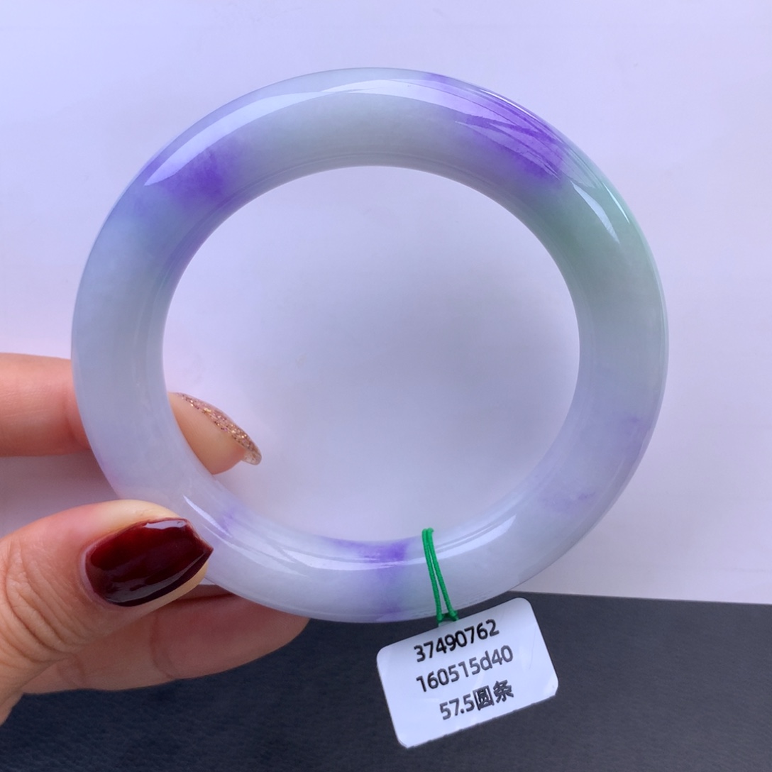 翡翠未镶嵌手镯牛奶底妖紫圆条手镯