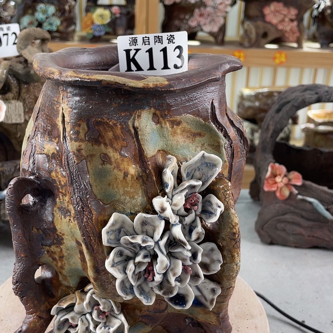 紫砂花盆景德镇陶瓷花盆113