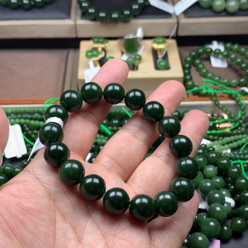 【闪购商品】和田玉（碧玉）手串未镶嵌7***酒12m m