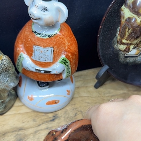 清***忍瓷片国营厂库存摆件