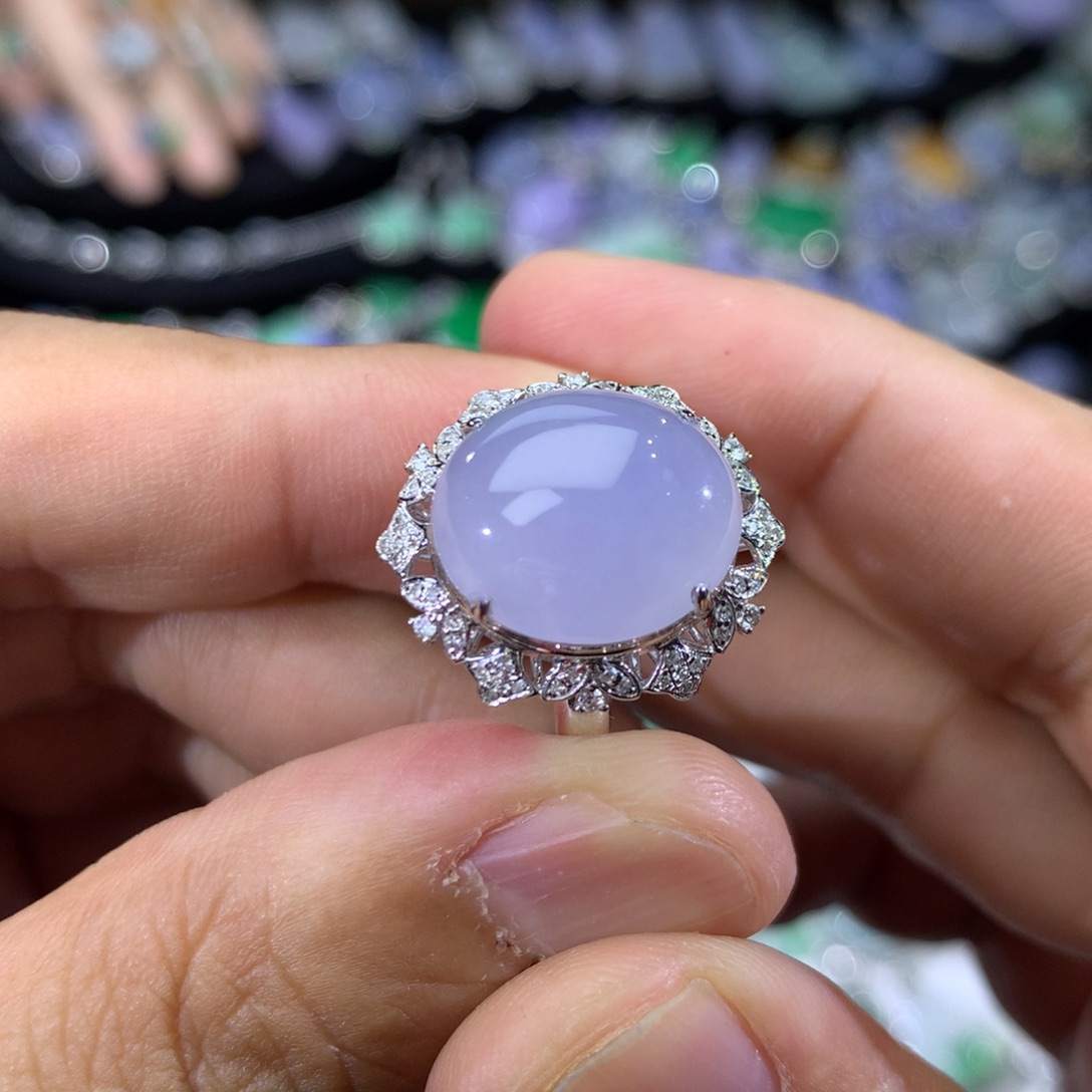 上***选翡翠18K金镶嵌吊坠(不含链)