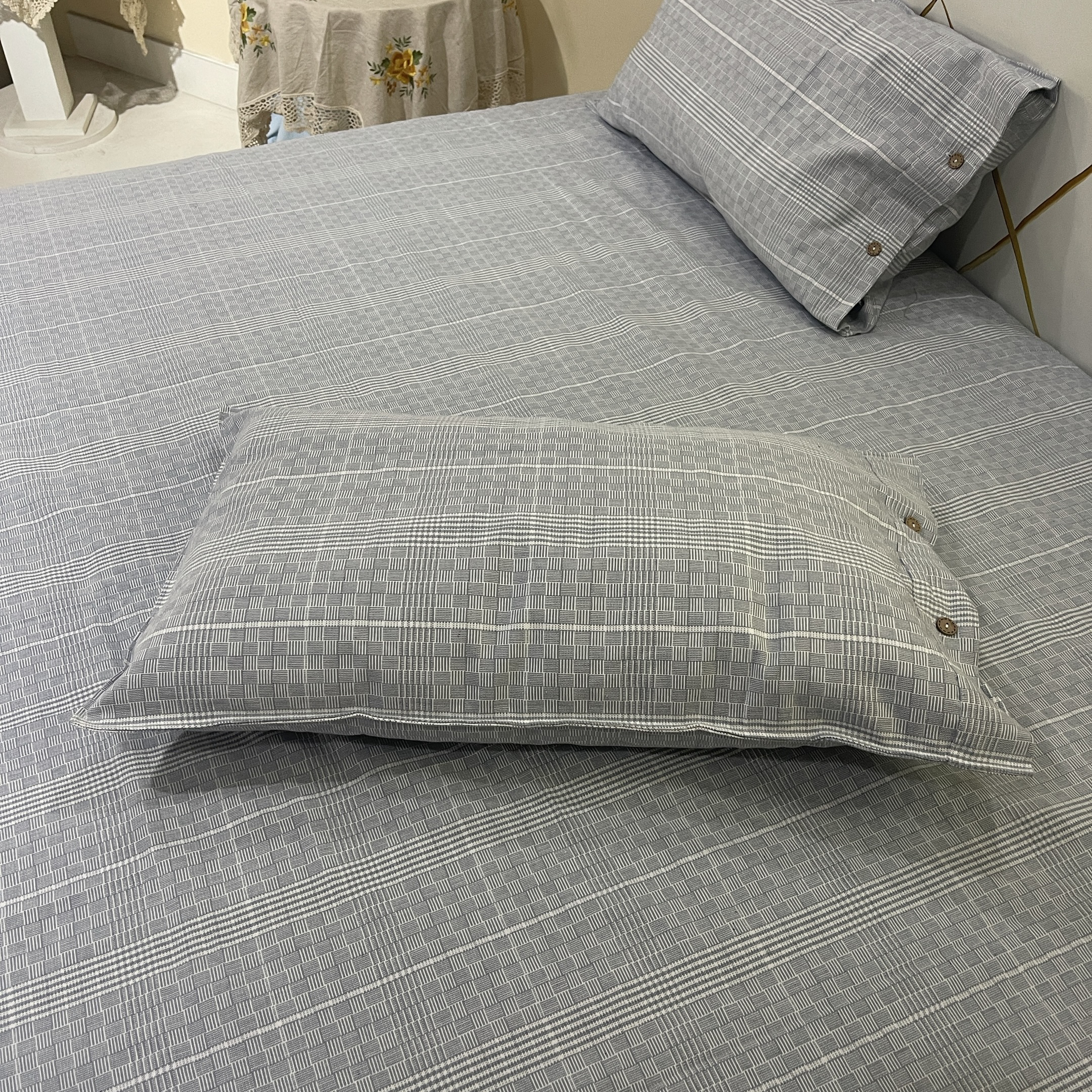 老粗布棉凉席三件套250*250cm/48*78cm