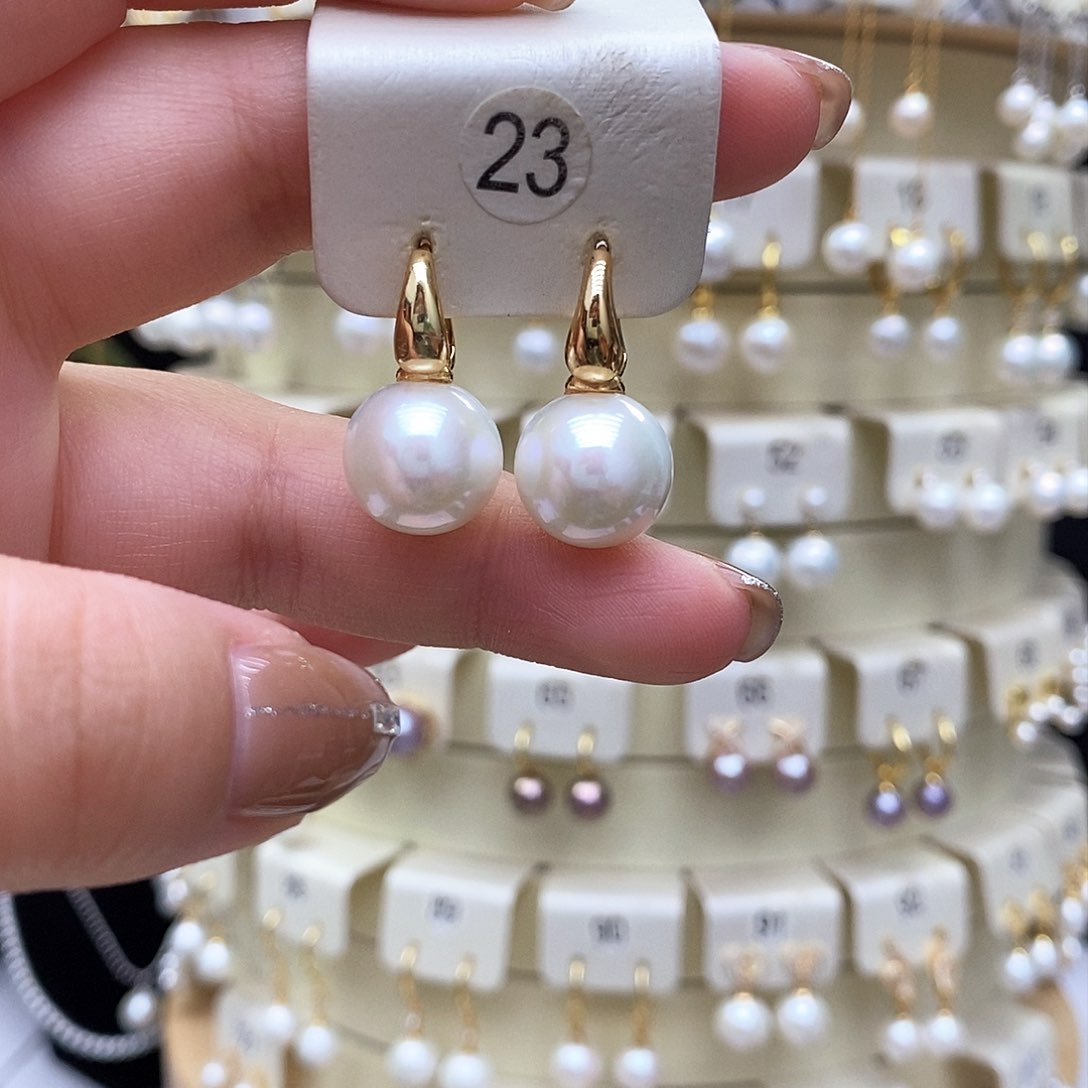 淡水珍珠耳饰银S925镶嵌