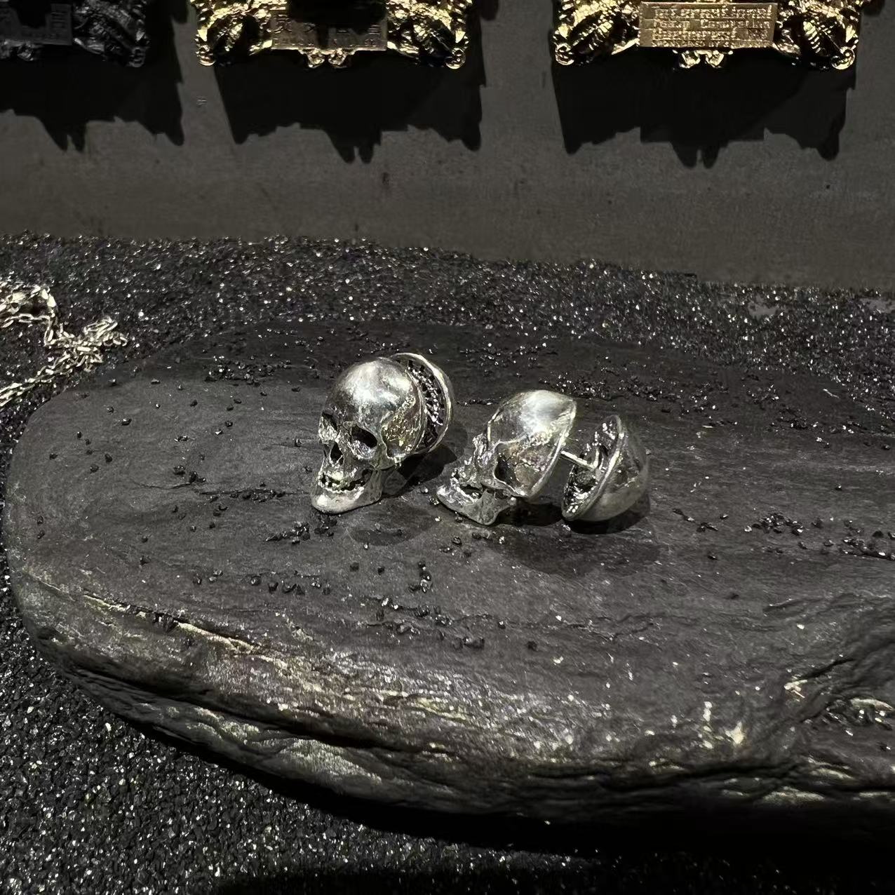 925银耳饰 灵史会馆-925银-骷髅耳钉