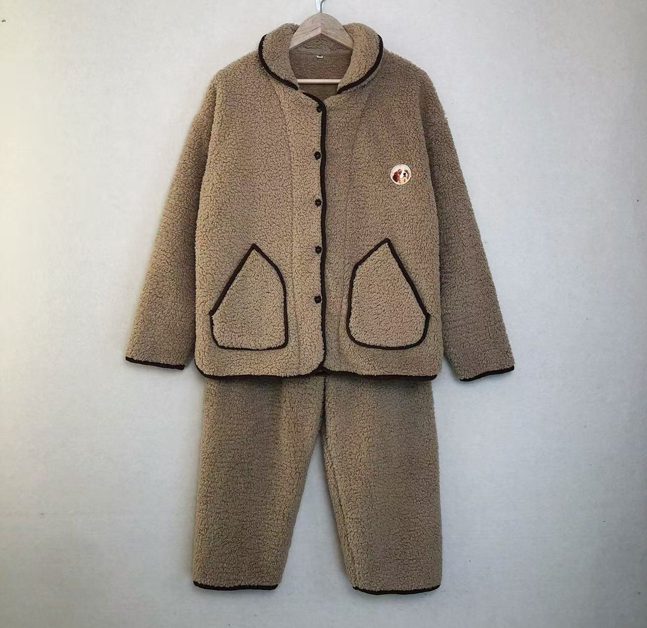 【糯叽叽】刺绣小狗睡衣001保暖卡通动漫冬季睡衣家居服套装秋冬季