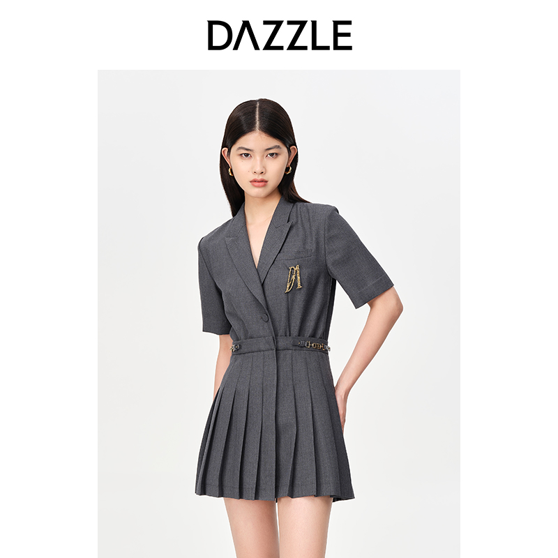 DAZZLE地素奥莱学院风气质西领连体裤女2E3P705