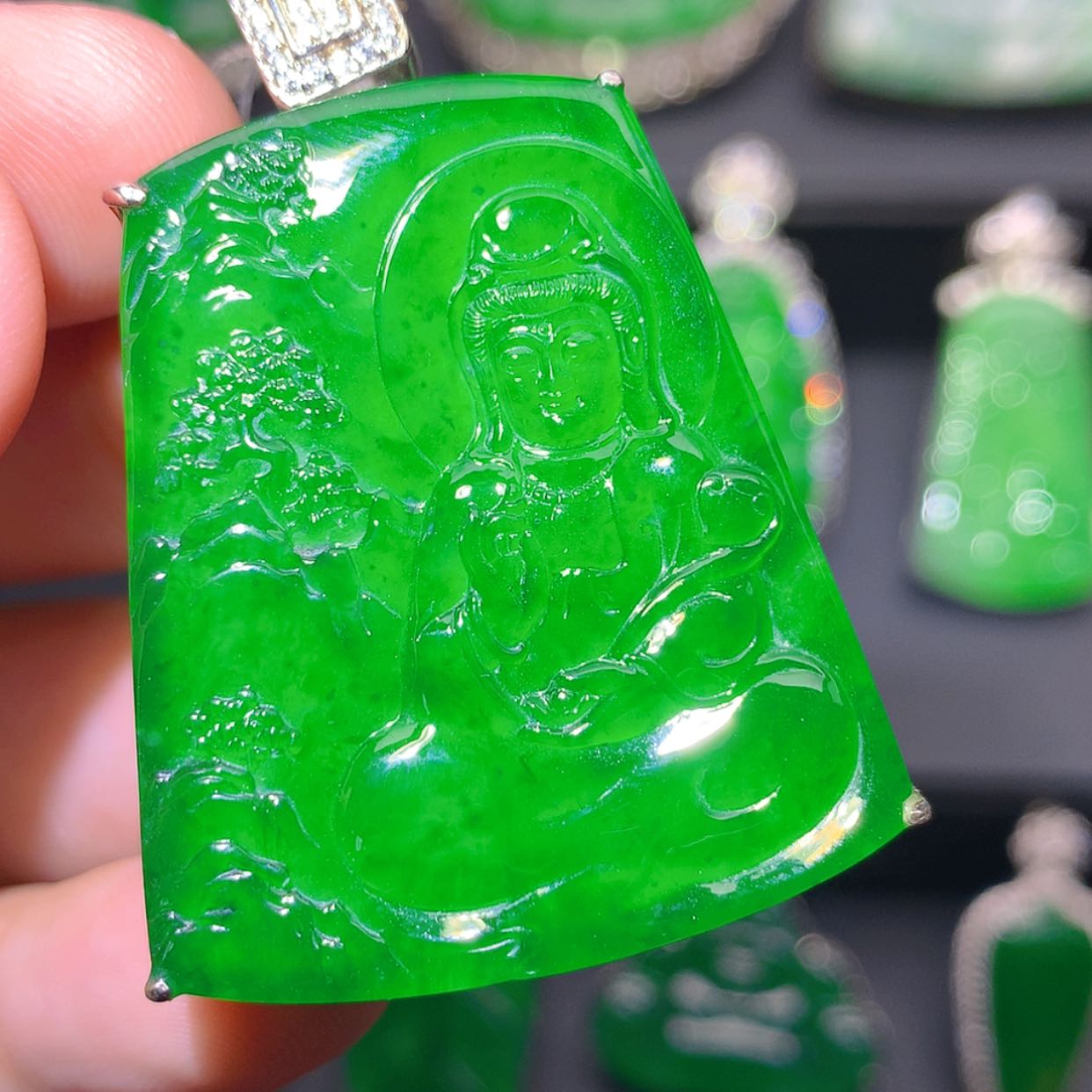 【闪购商品】翡翠银S925镶嵌吊坠(不含链)