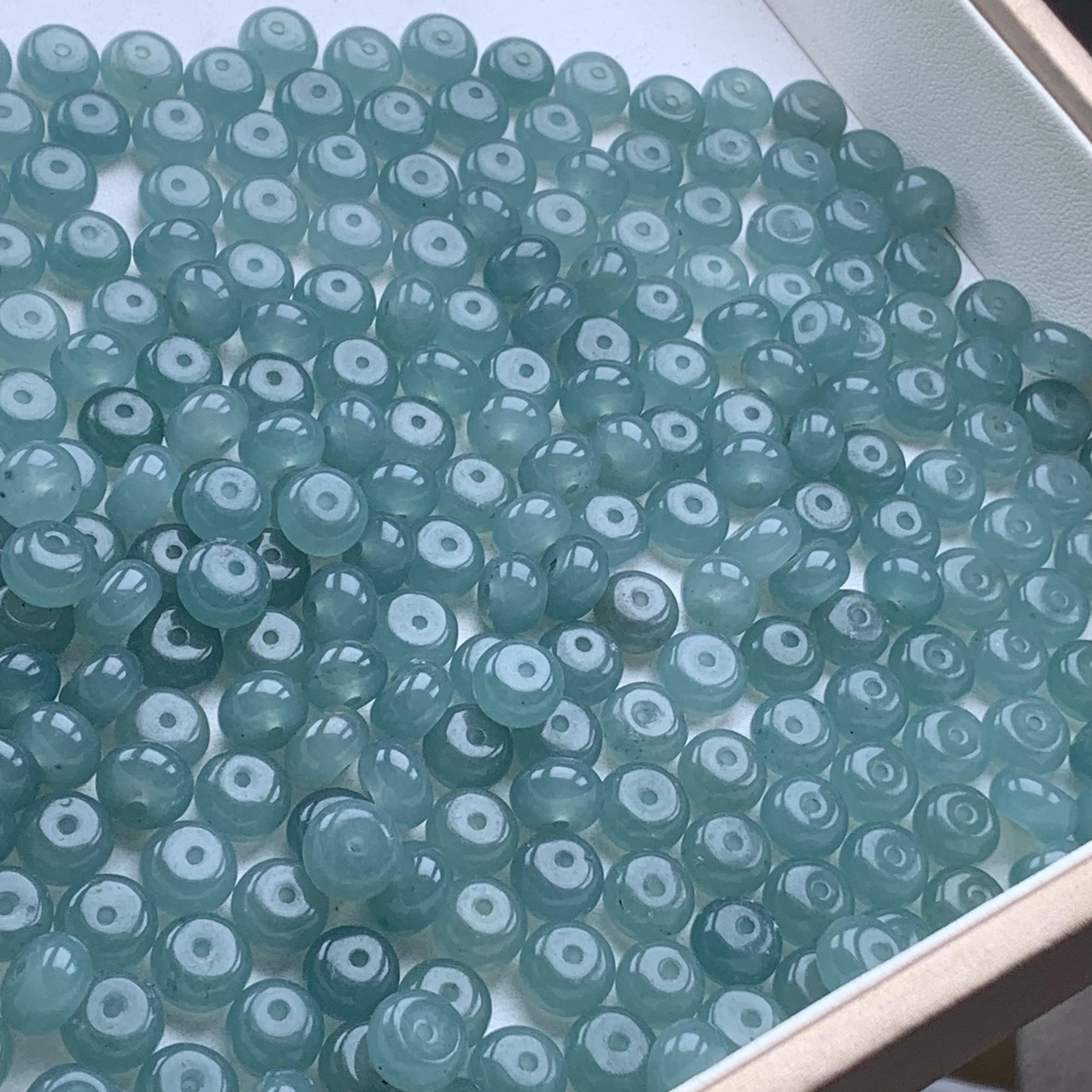 8mm 天然缅甸A货翡翠 蓝水算盘珠单珠 多样性发货其一