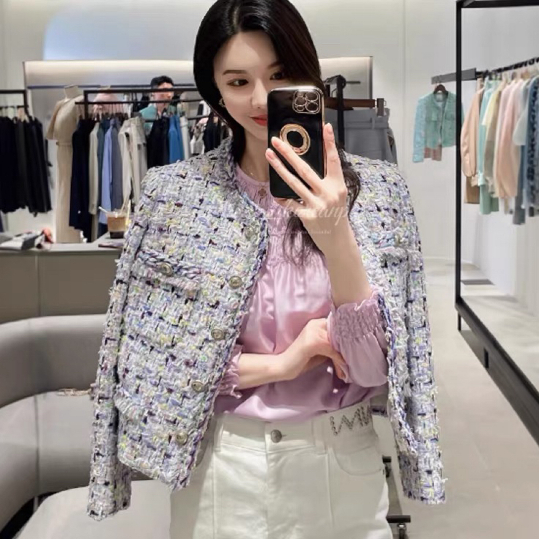 常规款碎花小香风短外套长袖厚款满印女装