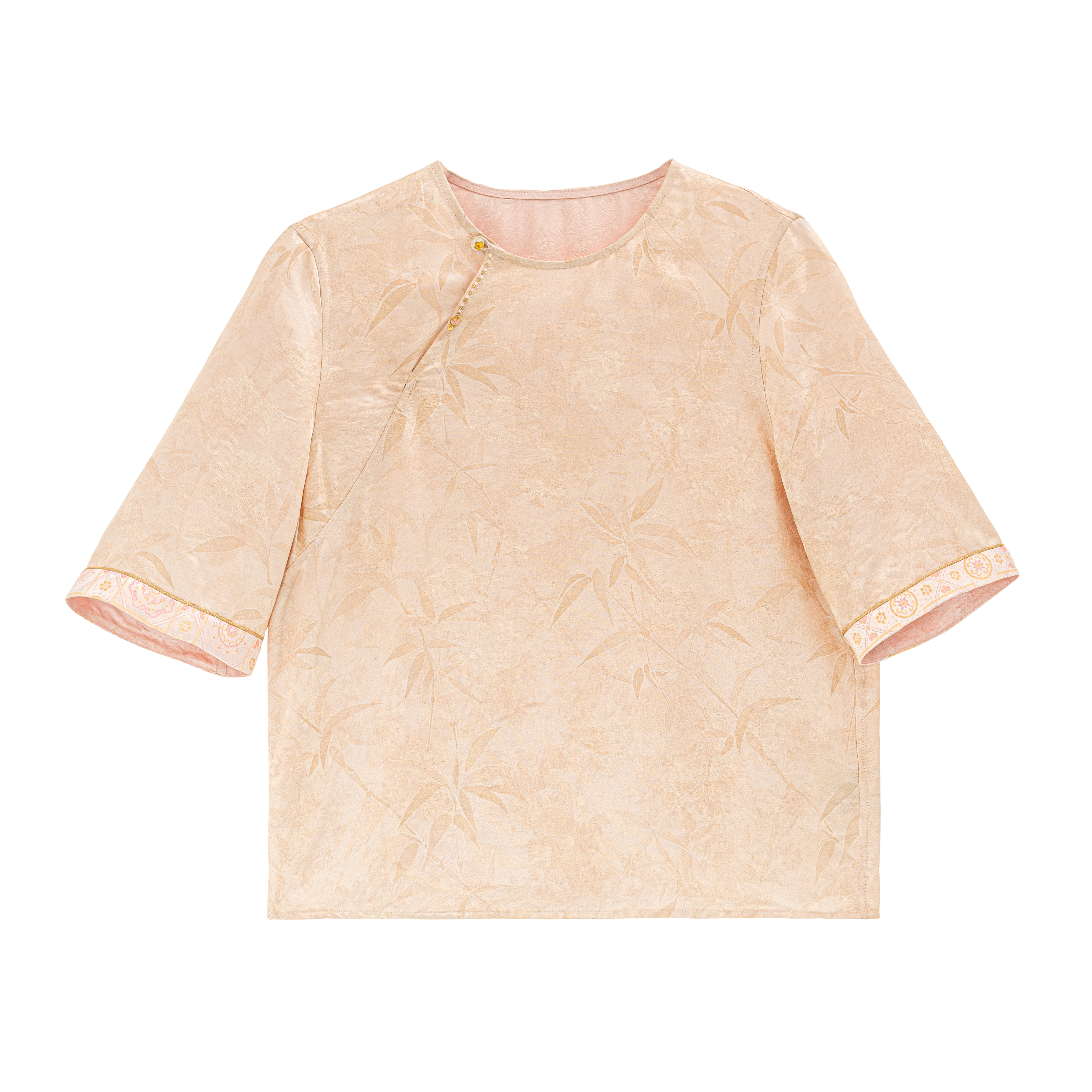 【春意】桑蚕丝新中式夏季圆领国风提花短袖B517019