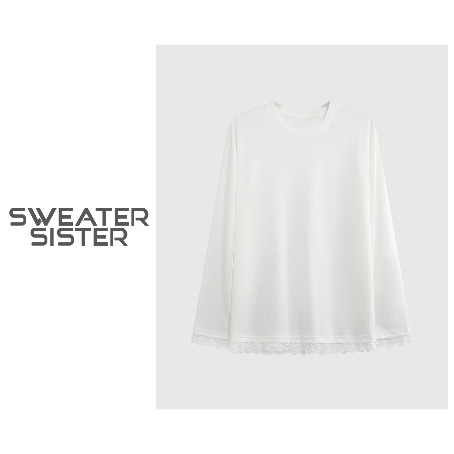 圆领气质蕾丝拼接长袖打底衫T恤女509-201