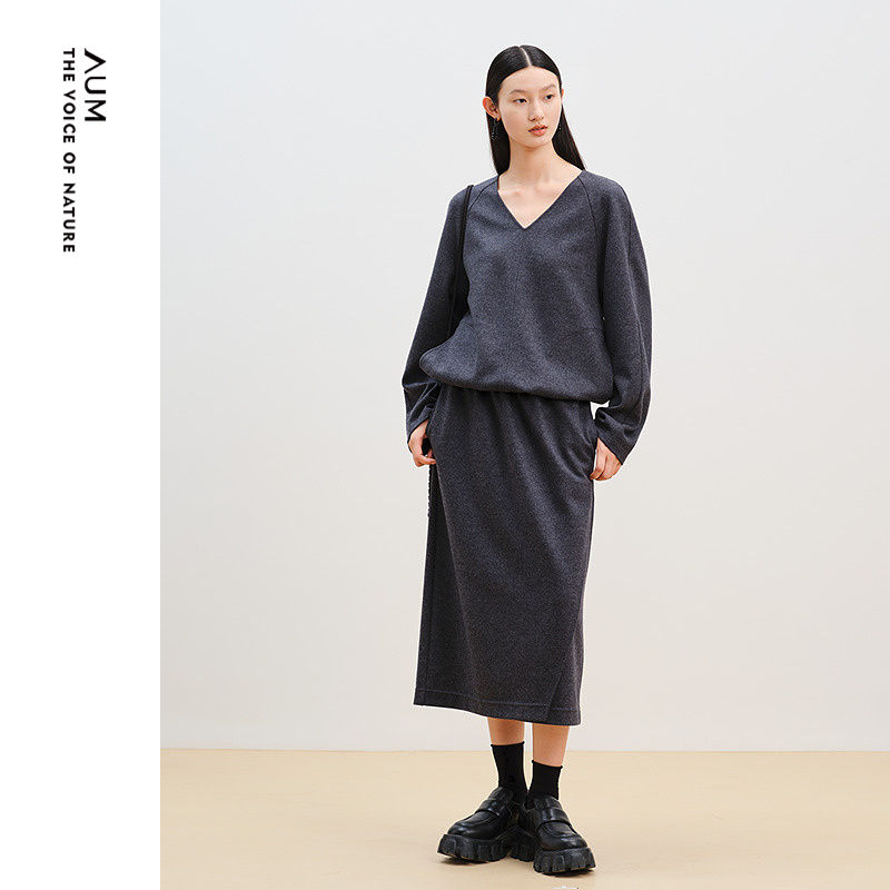 【轻松套装】AUM/噢姆秋冬新款chic黎明灰显瘦高级感衬衫MCEG30021