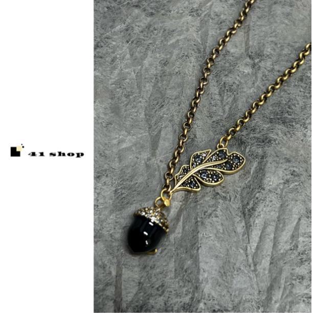 铜合金项链 A555 黑松果吊坠土土古金色星球项链