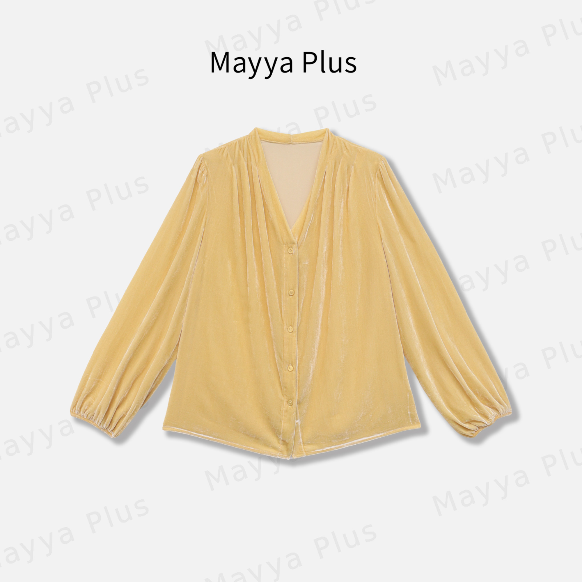 【流金岁月】Mayya Plus麦芽定制春季新款气质V领显瘦上衣32616573