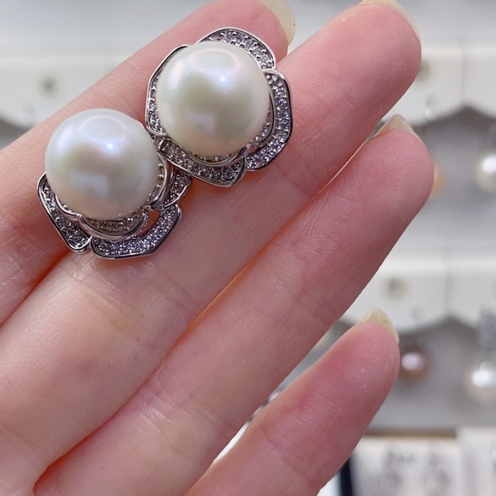 耳饰淡水珍珠银S925镶嵌A