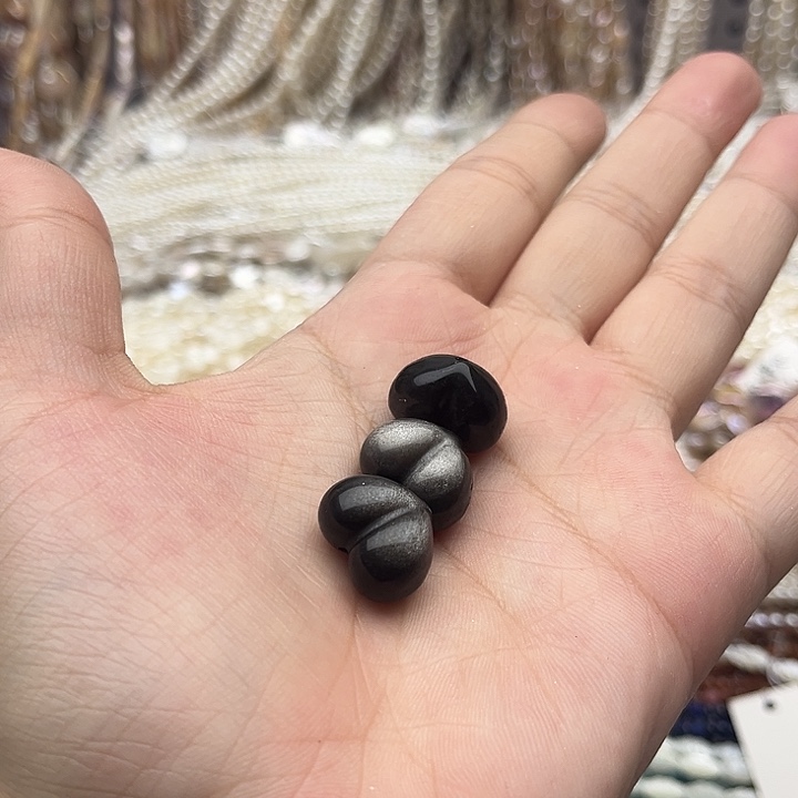 未镶嵌玛瑙/玉髓珠宝半成品一个16/12mm左右银耀石屁桃