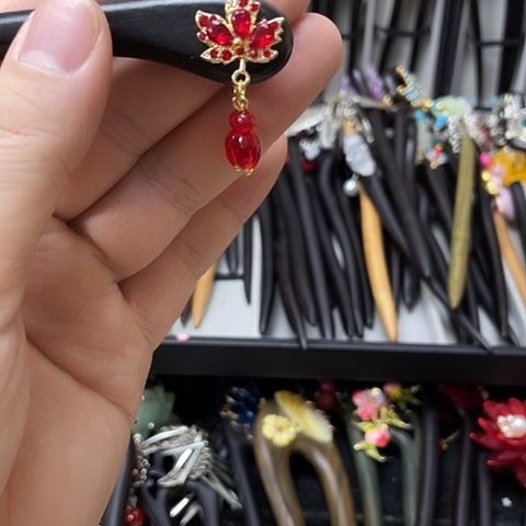 木质铁合金黑檀木发簪1